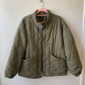 Social Standard by Sanctuary Olive Green Quilted Puffer Jacket Utility Style